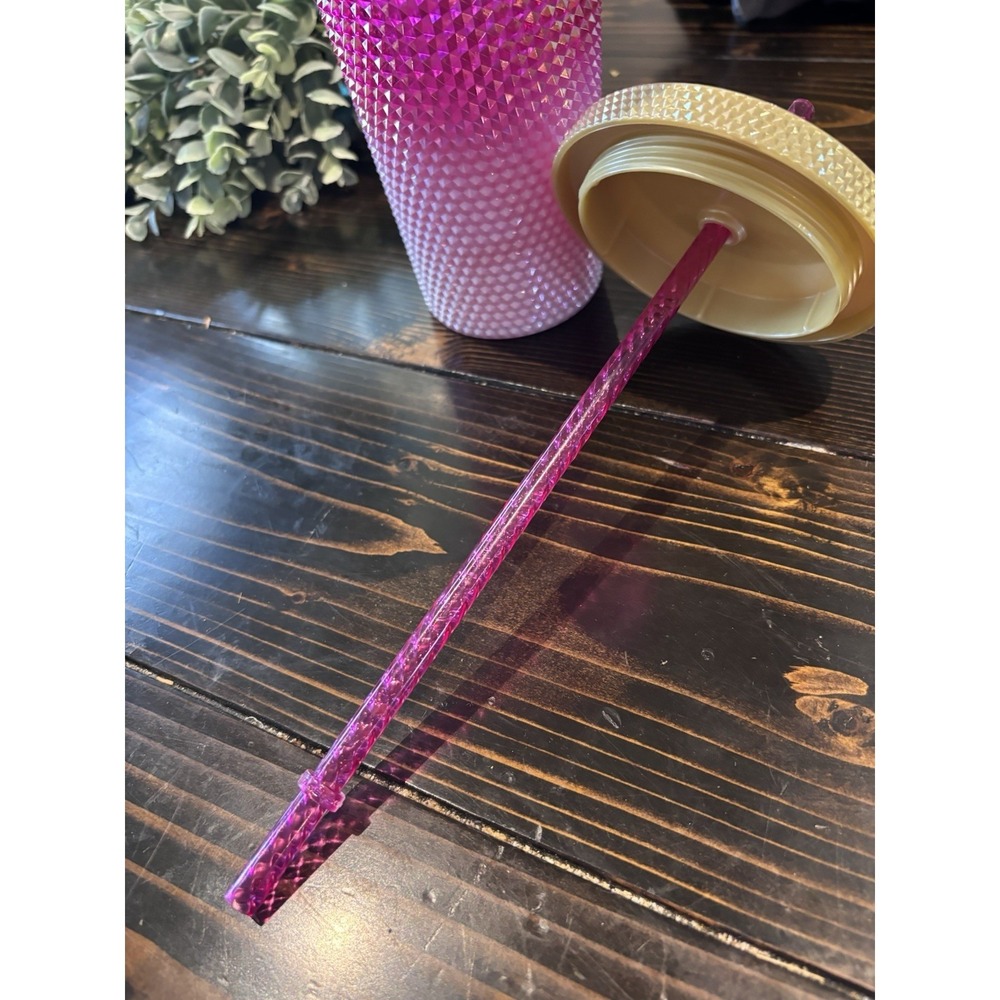 Starbucks Holiday 2024 Oz Tumbler- Pink, Gold, And White Studded NEW - Picture 4 of 7